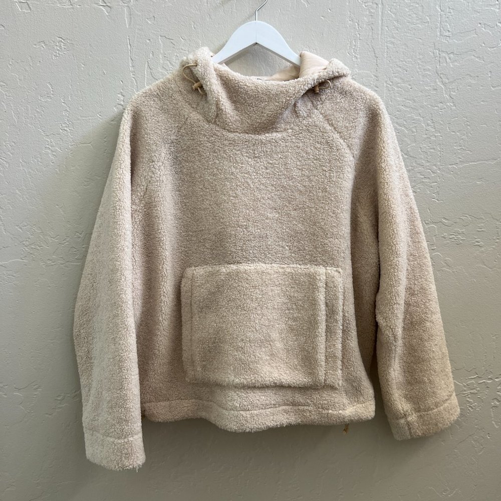 Vince $425 Cream Sherpa Oversized Hooded Pullover Jacket - Picture 6 of 10